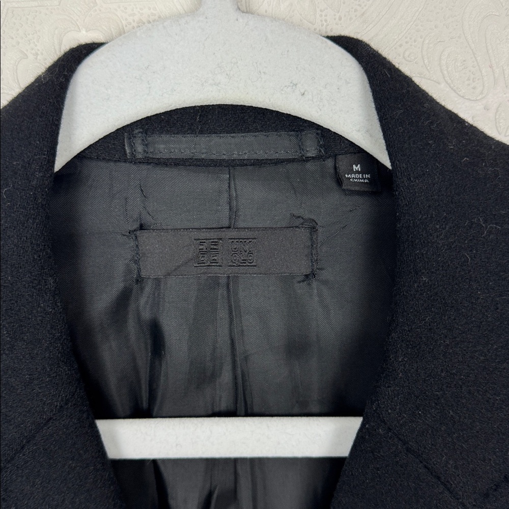 Uniqlo Wool Cashmere Blend Coat Blazer Black Peacoat Size Medium - Picture 5 of 7